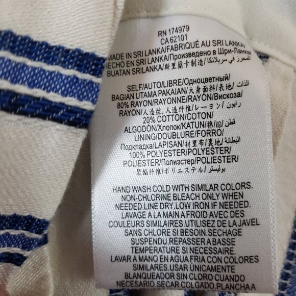 BCBGeneration Pants 8 White & Blue Striped Woven Striaght Leg Business Casual - Picture 7 of 7